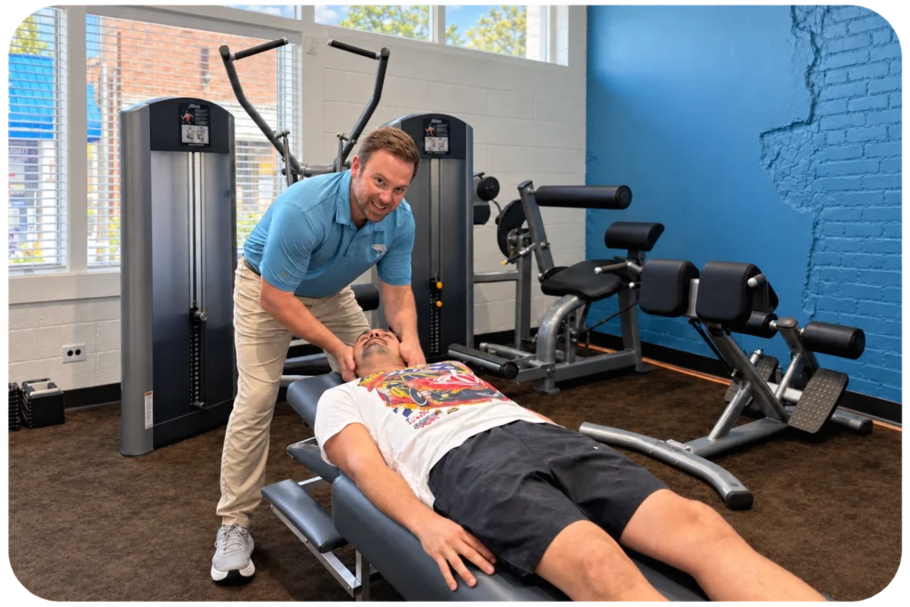 Dr. Crawford performing a neck adjustment